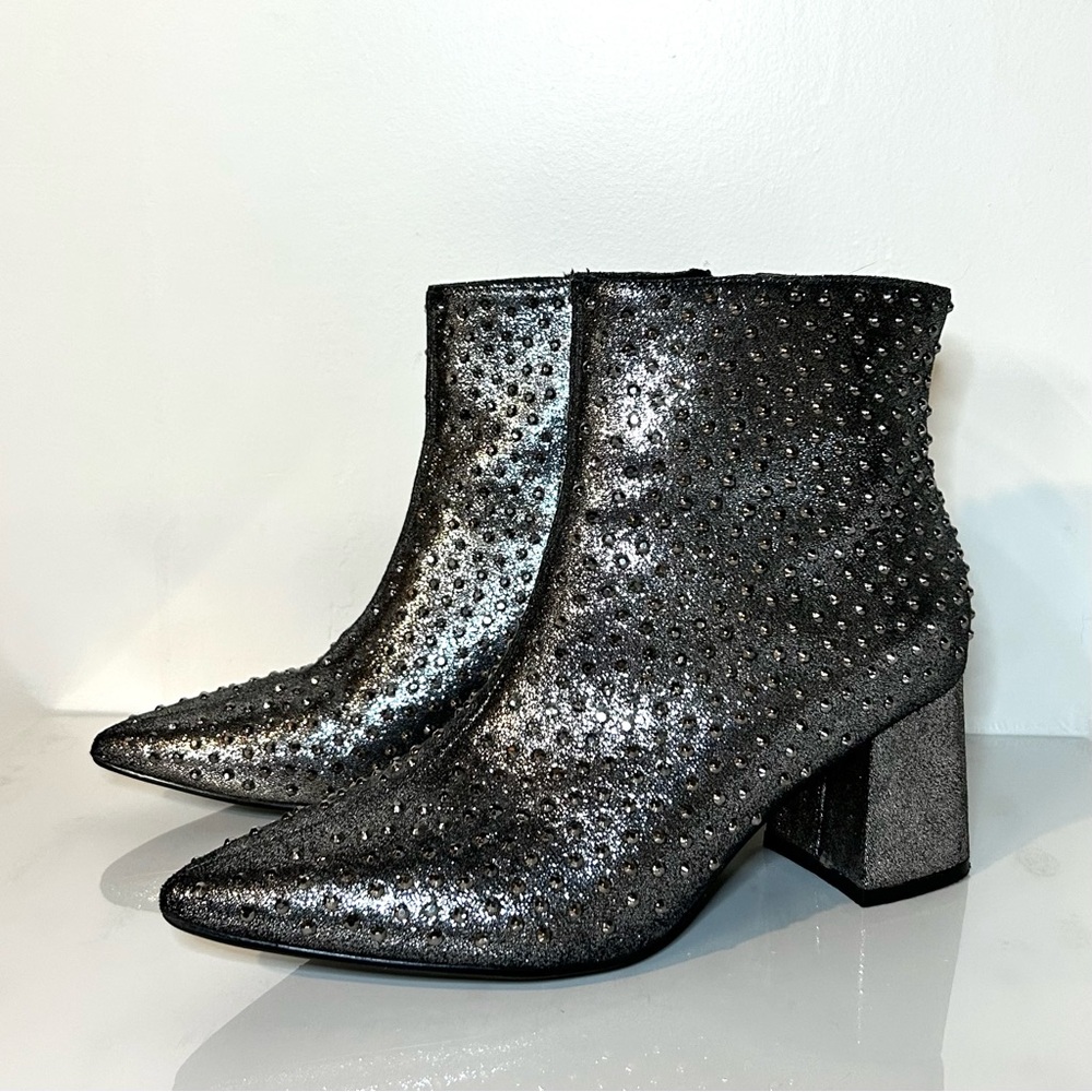 ASOS Silver Pewter Studded Ankle Booties